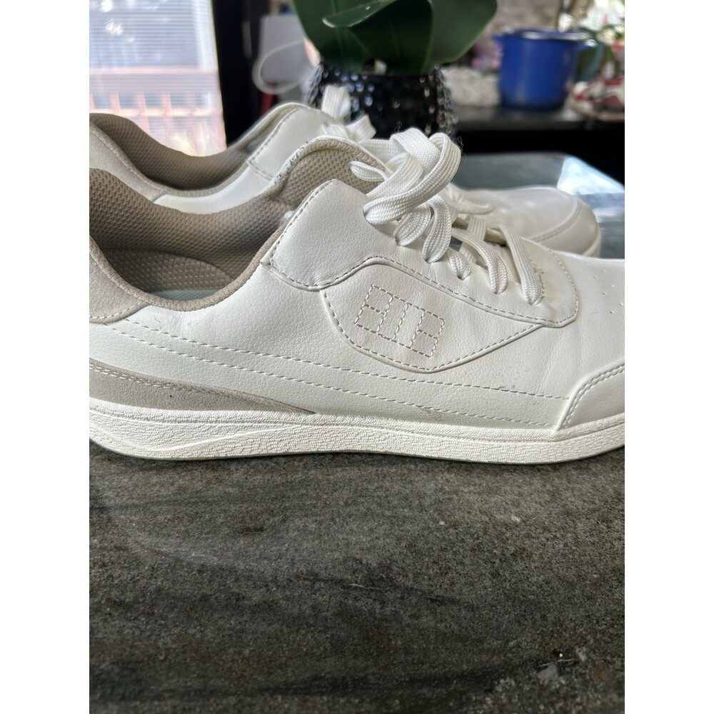 Dr. Scholls White Lace Up Sneakers Leather? Sz 11 - Picture 2 of 5